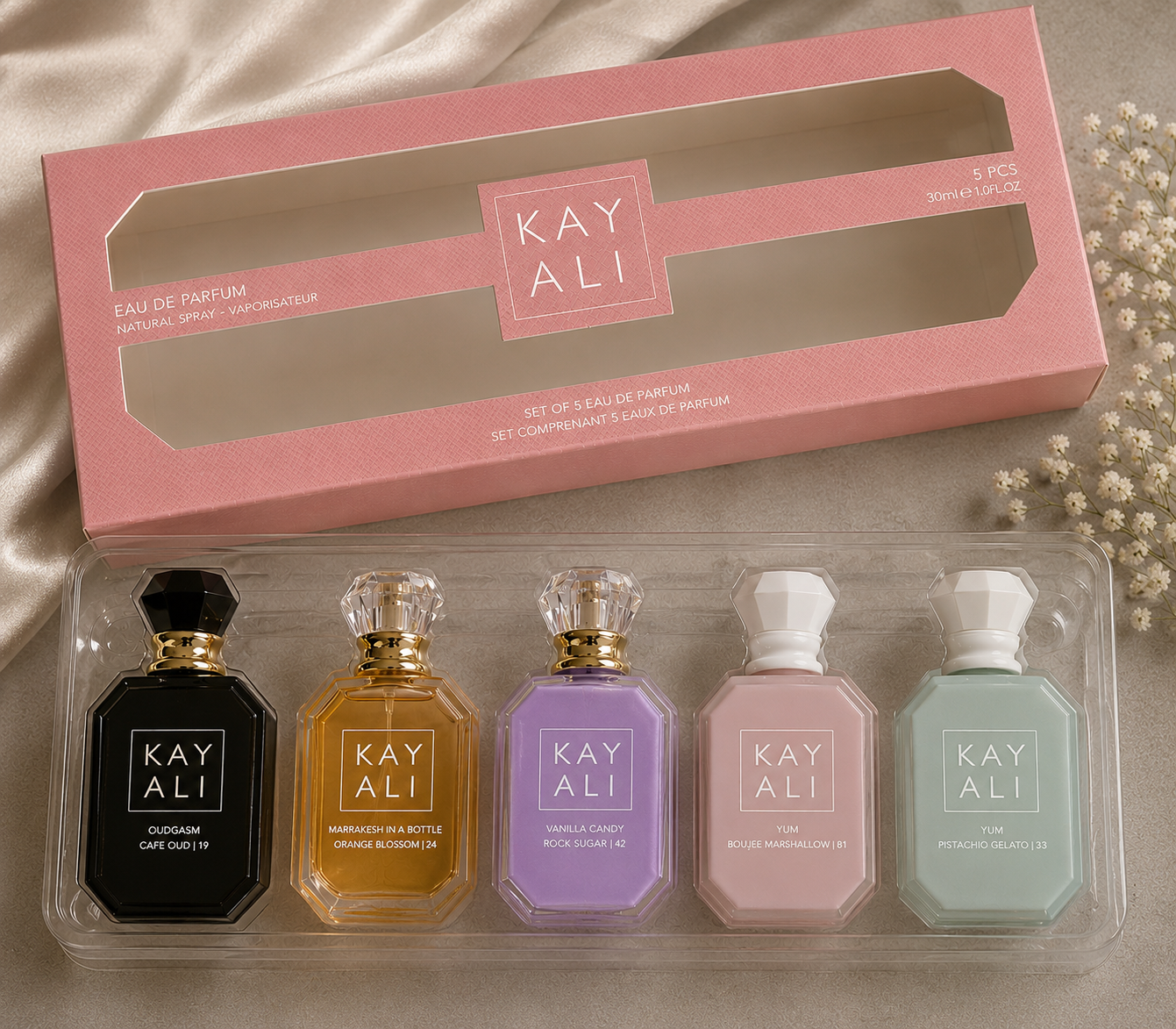 Kayali (Oudgasm Cafe Oud/Marrakesh/Vanilla Candy/Yum Pistachio/Yum Bougee Marshmallow) Set (5x30ml)